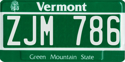 VT license plate ZJM786