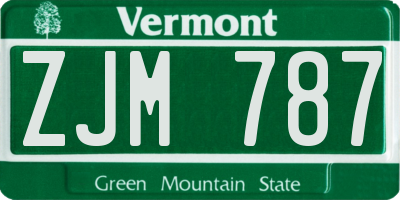 VT license plate ZJM787