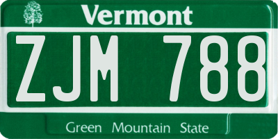 VT license plate ZJM788