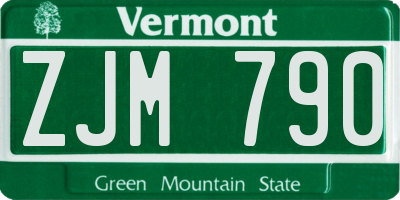 VT license plate ZJM790