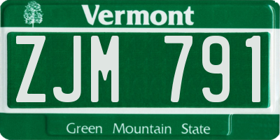 VT license plate ZJM791