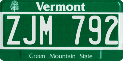 VT license plate ZJM792