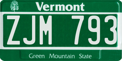 VT license plate ZJM793