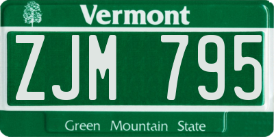VT license plate ZJM795