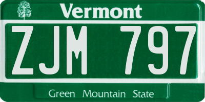 VT license plate ZJM797