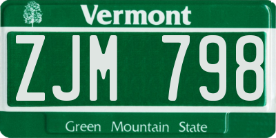 VT license plate ZJM798