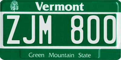 VT license plate ZJM800