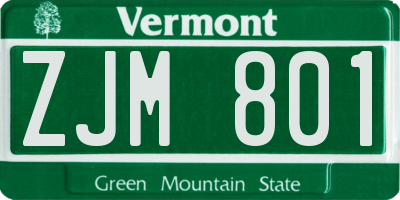 VT license plate ZJM801