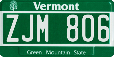 VT license plate ZJM806