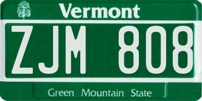 VT license plate ZJM808