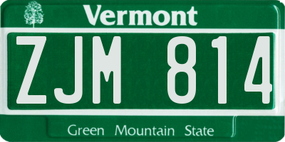 VT license plate ZJM814