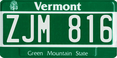 VT license plate ZJM816