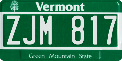 VT license plate ZJM817