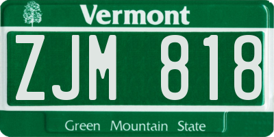 VT license plate ZJM818