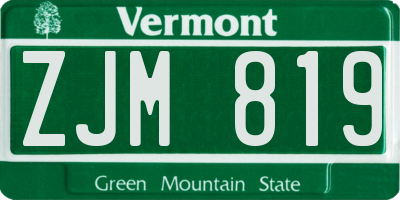 VT license plate ZJM819