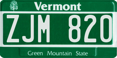 VT license plate ZJM820