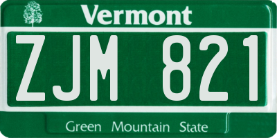 VT license plate ZJM821