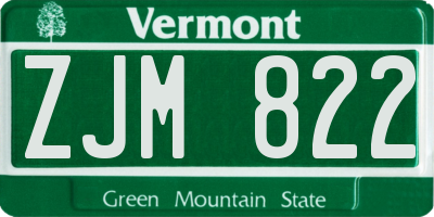 VT license plate ZJM822