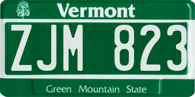 VT license plate ZJM823