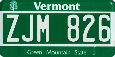 VT license plate ZJM826