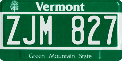 VT license plate ZJM827