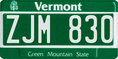VT license plate ZJM830