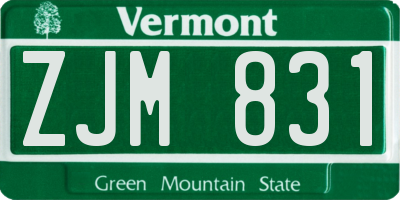 VT license plate ZJM831