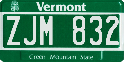 VT license plate ZJM832