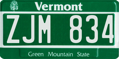 VT license plate ZJM834