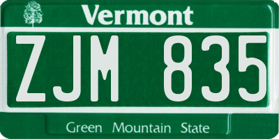 VT license plate ZJM835