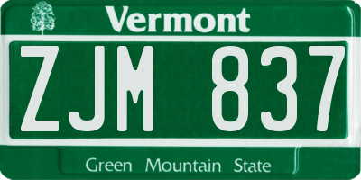 VT license plate ZJM837