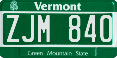 VT license plate ZJM840