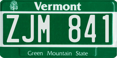 VT license plate ZJM841