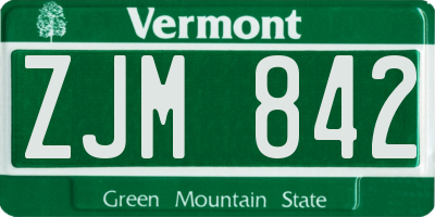 VT license plate ZJM842