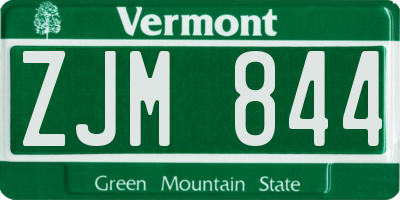 VT license plate ZJM844