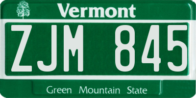 VT license plate ZJM845