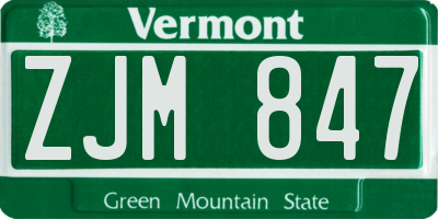 VT license plate ZJM847