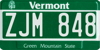 VT license plate ZJM848