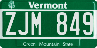 VT license plate ZJM849