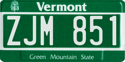VT license plate ZJM851
