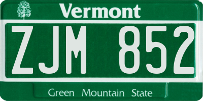 VT license plate ZJM852