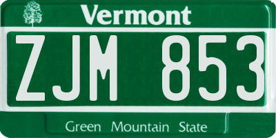 VT license plate ZJM853