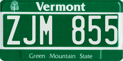 VT license plate ZJM855
