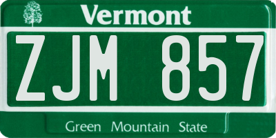 VT license plate ZJM857