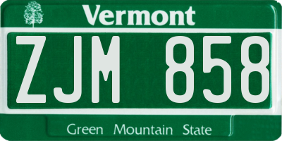 VT license plate ZJM858