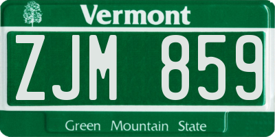 VT license plate ZJM859
