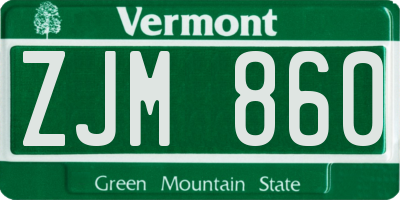VT license plate ZJM860