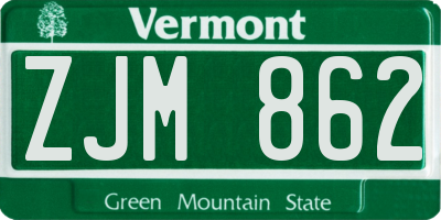 VT license plate ZJM862