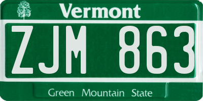 VT license plate ZJM863