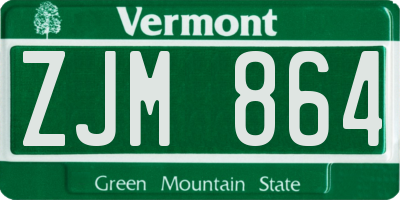 VT license plate ZJM864